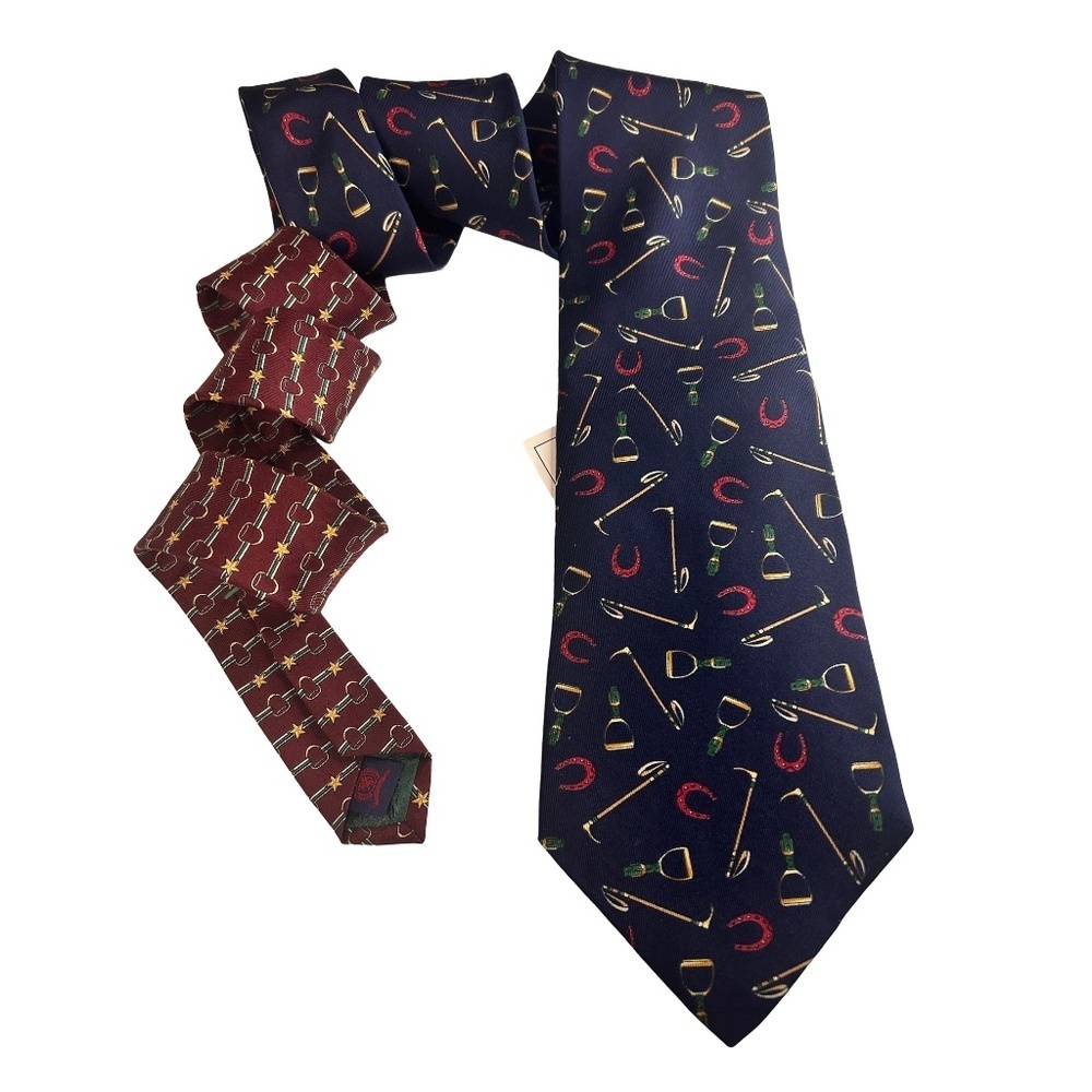 Tommy Hilfiger Neck Tie 100% Silk Equestrian Polo Printed in Italy Made USA Y2K